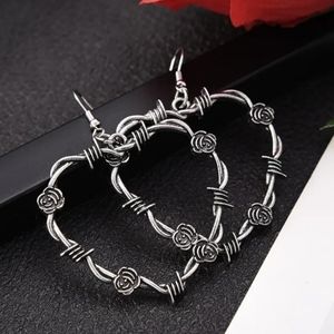 HOT TOPIC BARBWIRE LARGE HEART SHAPE HOOP EARRINGS NWOT